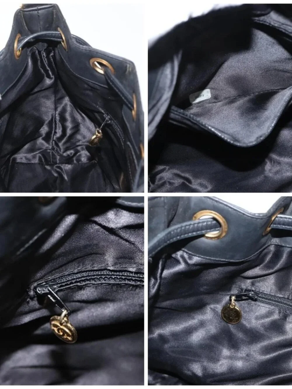 CHANEL Chain Shoulder Bag Patent leather Black Gold CC Auth 164017